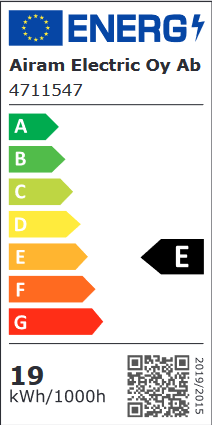 Energiatehokkuusmerkintä LED-E27 Airam Super, 20W, 2452lm, ⌀67×143mm, 200°